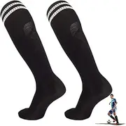 Soccer Socks with Stripes,Football Socks Non-Slip Long Tube Knee High Socks - Retro Football Double Striped Soccer Socks Compression Stockings Outdoor Sports Gym Dobooo