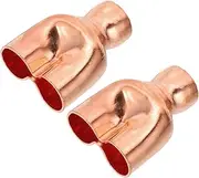 uxcell 7/8" x 3/4" x 3/4" ID Tee Y Type Copper Fitting, 2 Pcs Welding Joint Split Union Intersection for HVAC, Air Conditioning Refrigeration System