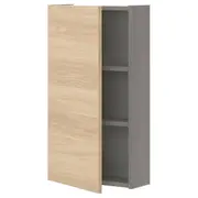 ENHET wall cb w 2 shlvs/door, grey/oak effect, 40x17x75 cm