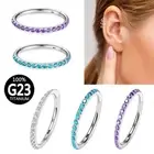 G23 Titanium Nose Ring Zircon Septum Clicker Ear Tragus Conch Piercing 6mm-12mm