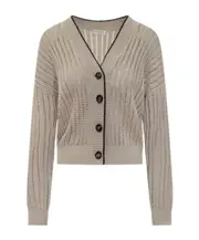 Brunello Cucinelli V-Neck Contrast-Trim Cardigan S,XS,L,M light brown