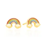 9ct Yellow Gold Children's Enamel Rainbow Stud Earrings
