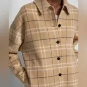$695 THEORY WOMEN'S JACKET/COAT/SHACKET/SHIRT CHECKED FLANNEL SIZE S WOOL BLEND