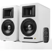 Airpulse A100 Wireless Active Bookshelf Speakers BONUS Wiim Mini AirPlay2 Wireless Audio Streamer - White