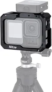 Nitze Cage for Gopro Hero13 / Hero12 / Hero11 / Hero10 / Hero9 Camera, with Magnetic Quick Release Interface and 2 Cold Shoes