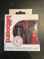 Billboard Stereo Earbuds Microphone Mic 3.5 mm Plug Case Black Red BB586 *NEW*