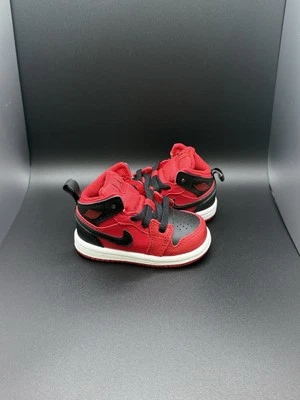Nike Air Jordan 1 Mid (Td) Gym Red-Black-White Sz 4c [640735-660]