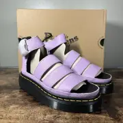 Dr Martens Clarissa II Quad Women's Lilac Purple Leather Platform Sandals US 5