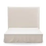 Cafe Lighting & Living Brighton Slip Cover Bedhead With Valance (Natural) - Quee