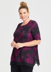 [Virtuelle] Taking Shape Bamboo Chiffon Top Size 12 in Print - Plus Size Women's Clothing Print