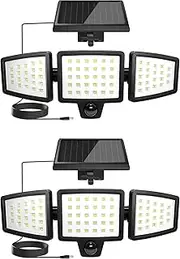 Lepro Solar Security Lights Outdoor Motion Sensor, 1200LM Solar Flood Lights with Separate Solar Panel, IP65 Waterproof, Adjustable 3Heads, Solar Pir Wall Lights for Yard Garage Pathway
