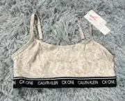 Calvin Klein CK One Unlined Bralette Size M Snake Print Logo Wireless Cotton Bra