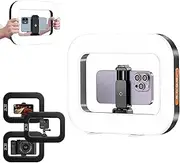 Rechargeable Selfie Portable Ring Light – Adjustable Bicolor Fill Light, Handheld Rechargeable Bicolor Fill Light with 4400mAh Built-in Battery, for Live Streaming, Makeup (Style A)
