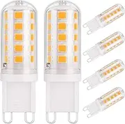 DiCUNO G9 3W LED Light Bulbs, 410LM, Equivalent to 40W Halogen, Warm White 2700K, 220-240V, Not Dimmable, G9 Capsule Light Bulb,6 Packs