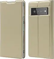 [Cavor] for Google Pixel 6 Case (6.4"),PU Leather Cover Folio Flip Slim Ultra Thin Wallet Magnetic Case Stand Card Slot Holder with Kickstand Phone Cover Case- Champagne Gold