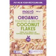 Macro Organic Toasted Coconut Flakes With Sea Salt 140g