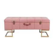 KD Storage Ottoman in Velvet Pink in gold iron base