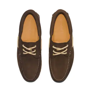 Timberland 男款深棕色磨砂革三孔手工縫製帆船鞋|A5WC9968