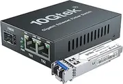 1.25G Media Converter with 1 SFP Port + 2 RJ45 Ports, Gigabit Single Mode SFP LC Converter, Packed with a 1000Base-LX Module, 1000Base-LX to 10/100/1000Base-Tx, up to 20-KM