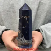 1.16LB Natural Sodalite Obelisk Quartz Crystal Point Wand Reiki Healing XA4386