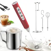Handheld Milk Frother Wand with Stand & 14oz Milk Frothing Pitcher Milk Coffe...