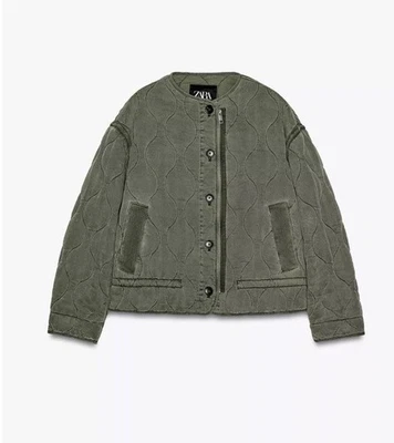 Zara ZW Collection Woman’s Padded Jacket Khaki Size M Ref 4088/043