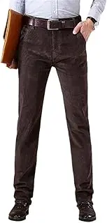 [Efloorcoration] Men Vintage Winter Corduroy Slim 6 Color Casual Dress Suit Pants Fashion Business Clothes Jeans Trousers Plus Size Dark Brown 30