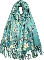 [VENVSBEE] Reversible Soft Cashmere Feel Scarf Large Shawl Wrap Double-side Art Print Warm Pashmina Klimt Van Gogh Gifts