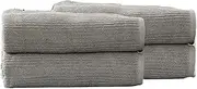 4pc Renee Taylor Cobblestone Bath Sheet Cotton Ribbed Towel 650 GSM Platinum