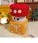 Solid Wood Mushroom And Dice Style 2PC SET Soft Plushy Cute Stool