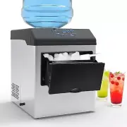 ADVWIN Ice Maker, Portable Ice Cube Maker Machine with Water Dispenser, Silver+B
