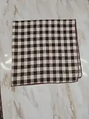 Vintage Brown And Cream Checkered Cloth Napkins Set Of 6