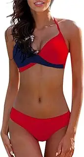 [Generic] Curvy Women Bathing Suits Swimwear Swimsuit Push-up Set Bathing Padded Bra Suit Bikini Womens Beachwear Swimwears Tankinis Set Halter Bikini Swimsuit for Teens