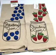 Ritz Dishtowel Lot of 2 Strawberry, Blueberry Jam NWT