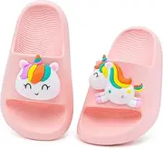 [techcity] Boys Girls Cloud Unicorn Slide Sandals Non-slip Comfy Cushioned Thick Sole Shower Pool Slippers Summer Beach Water Shoes Indoor & Outdoor