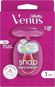 Venus Gillette Extra Smooth Snap Razor, 1 Small Handle, 1 Refill Blade, 5 Blades, Very Close Shave