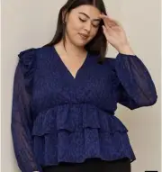 NWT Gorgeous Torrid Chiffon Ruffled Surpluses Crop Top Blouse - 3 3X