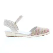 David Tate Juno Womens Beige Canvas Hook & Loop Strap Flats Shoes 6