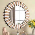 Large Round Mirrors for Wall Decor Antique Ornate Sunburst Mirror Silver + Tawny