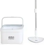 Mop and Bucket with Wringer Set - Triangle Mop Set in Gray-White for Hardwood Laminate Tile with Separate Dirty Water Filtration System - Hand-Free Cordless Mop