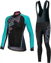 [LMKIJNB] Womens Cycling Jersey Long Sleeves Set Bicycle Clothing Sportswear Biking Suit Tights Spring Autumn Moisture Wicking Quick-Dry UV Protection 3D Gel Padded MTB Outdoor Windproof XC01,B,XL