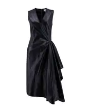 draped leather midi dress IT42 Black