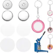 uxcell 25 Sets Button Maker Supplies 25mm / 0.98 Inch Blank Badge Button Parts Badge Parts with Blank Paper for Hand Press Crafts Making Double-Sided Keychain, Pink