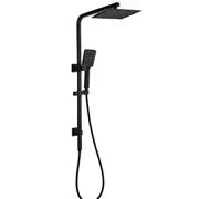 WELS 2in1 8/10/12" Large Rain Shower Head 3 Mode Handheld Wall Rail Square Black