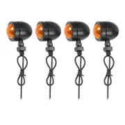 4 Pack Black Chopper and Bobber Turn Signal Indicator Lamps with Blinking Light Black yellow