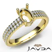 Oval Diamond Semi Mount Wedding U Shape Prong Setting Ring 14k Yellow Gold 0.5Ct