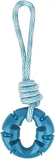 Ruff Play Dental Ring with Tug Rope Dog Toy, Blue - Dog Teething Toy, Durable Dog Chew Toys, Rubber Chew Toys, Training Toy on Rope, Aids Dog's Dental Health