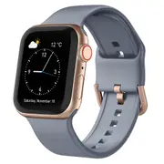 For Apple Watch Series 3,42-mm Case,Pin Buckle Silicone Watch Band,Blue Grey