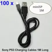 Lot 100 x 1M/3.3FT For Sony PS3 Playstation 3 Controller USB Data Charging Cable