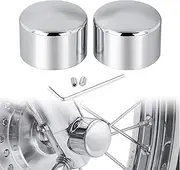 Lalaparts Chrome Front Axle Nut Cover Caps Compatible for Harley Softail Sportster Road King Electra Glide 2002-2019